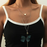 ornapeadia 2021 fashion luxury gothic necklace for women simple zinc alloy geometric pendant layered necklaces wholesale