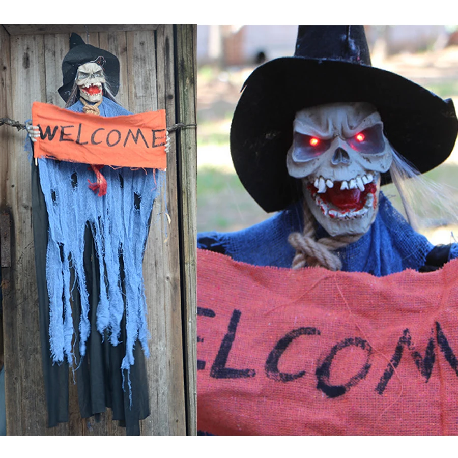 

Halloween Hanging Haunted House Horror Scene Layout Props Electric Voice Control Skull Hanging Ghost Decoration Dropshipping