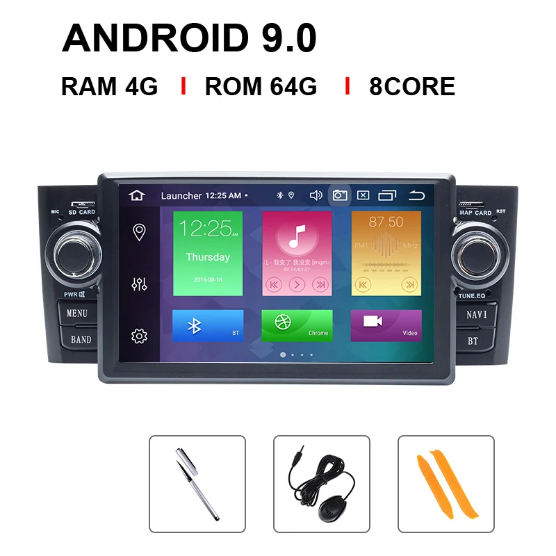 8 Core 64 ROM Ips DSP 8 Core 1 din Android 9 Ram 4G Автомобильный DVD мультимедийный плеер для Fiat Grande Punto Linea 2007-2012GPS навигация Радио экран - Цвет: 8 Core 64 ROM