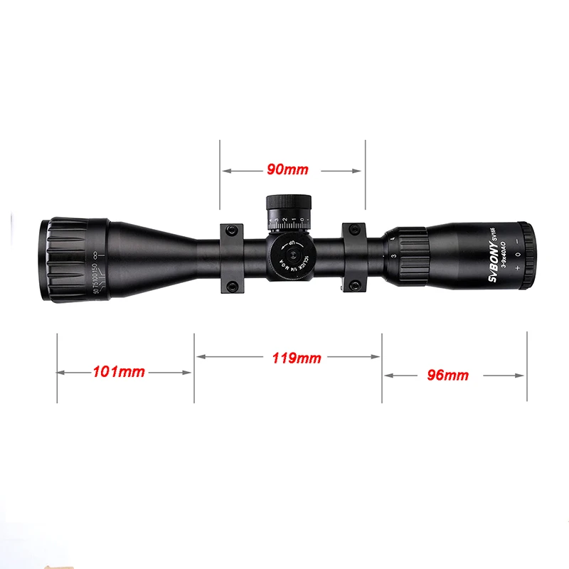 SVBONY SV166 3-9x40AO винтовка с регулируемым объективом мил точка сетка пружинный