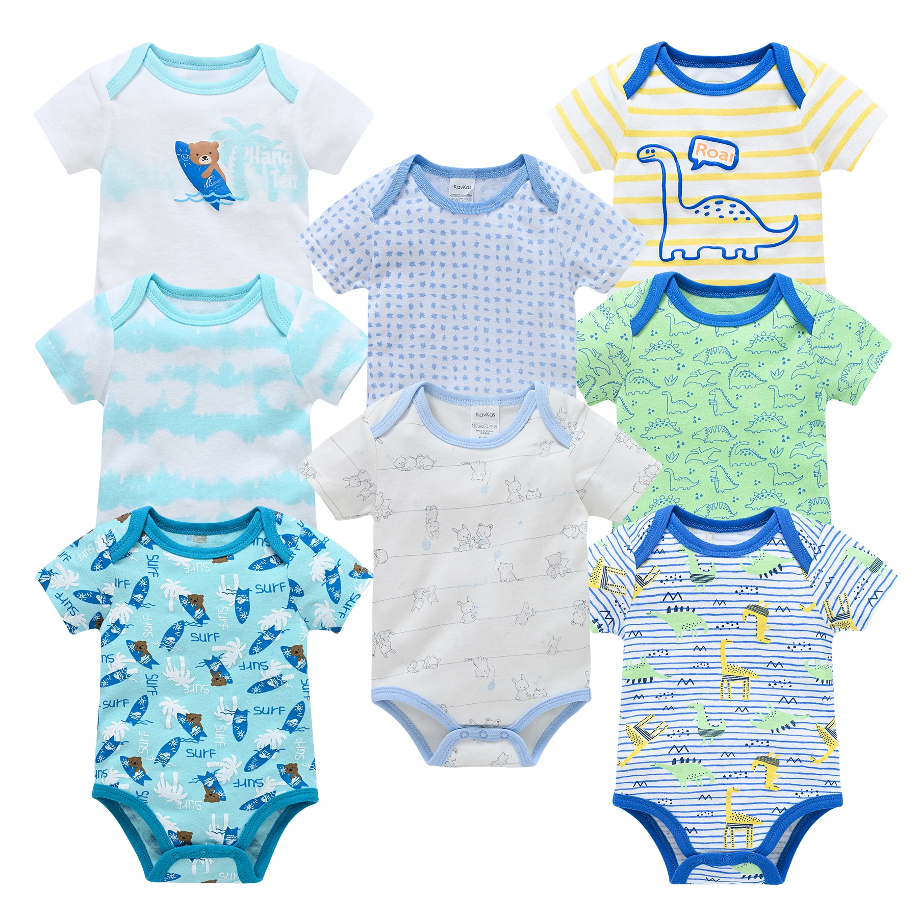 

Honeyzone 8pcs Short Sleeve Jumpsuit Summer Infant Toddler Boys Clothes Newborn Romper Baby Costume Cute Printing Fashion Onesie
