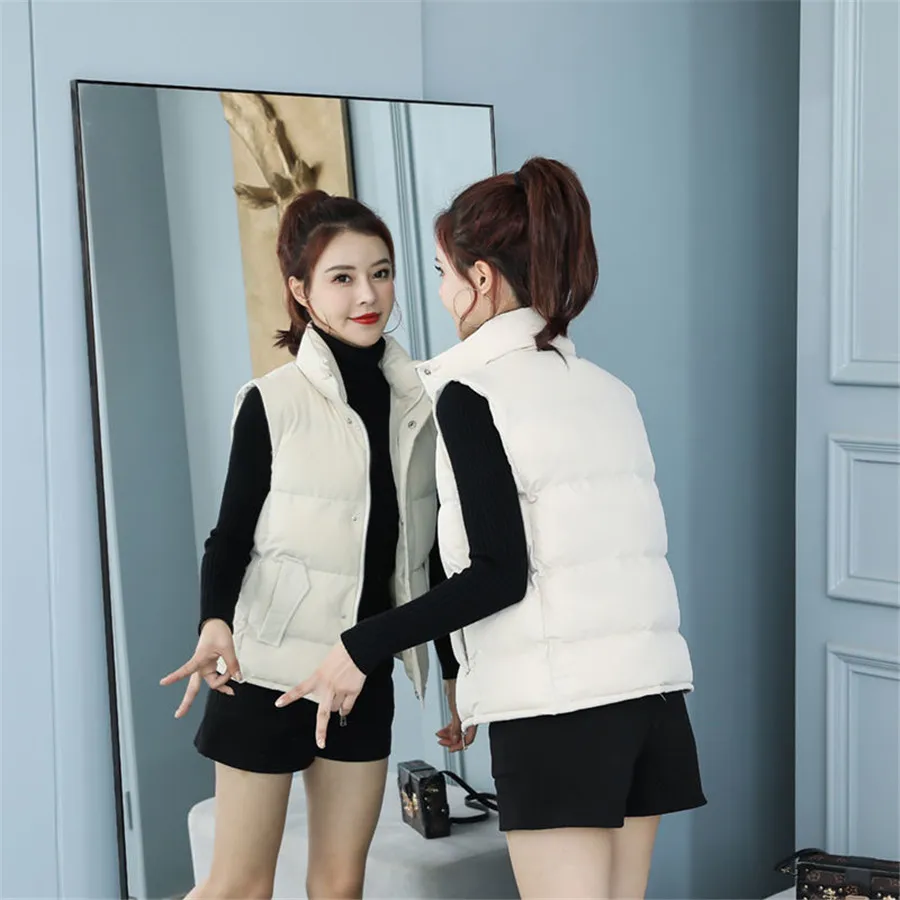 

Женский однотонный теплый жилет без рукавов, однобортный свободный утепленный жилет в Корейском стиле для зимы