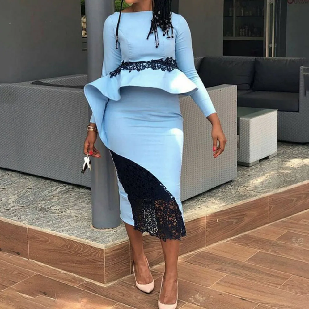 Женское платье в африканском стиле кружевное лоскутное облегающее коктейльное