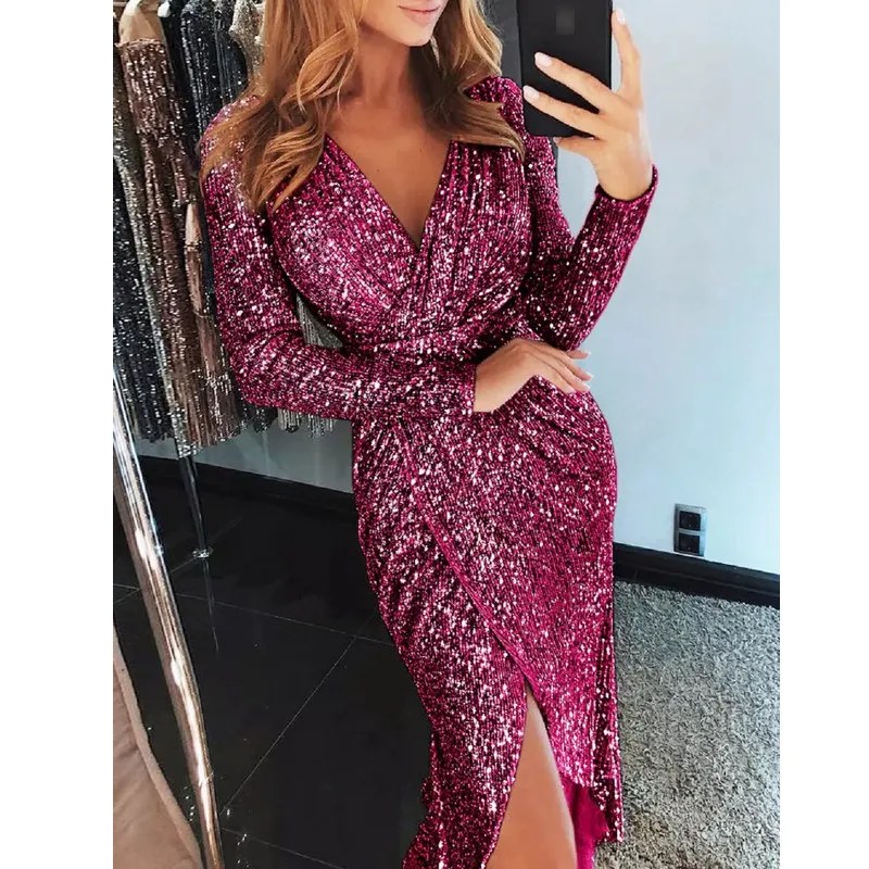 Женское сексуальное облегающее платье с блестками блестящее Короткое