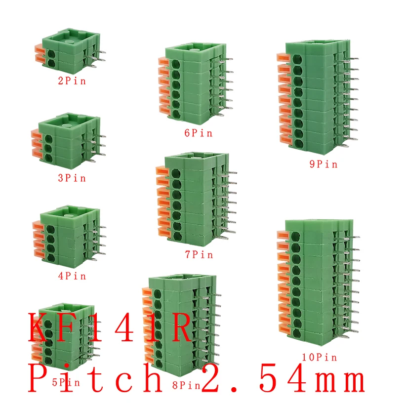 KF141R KF141V 2 54 мм Шаг 2/3/4/5/6/7/8/9/10 Pin печатная плата пружинный неисправный Клеммник