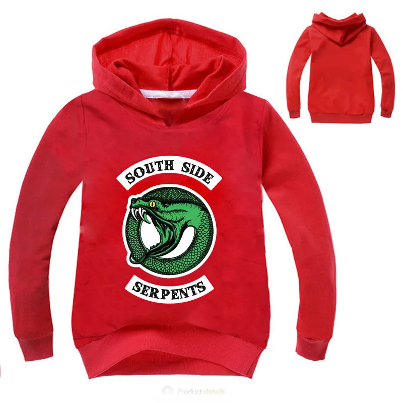 Толстовки с принтом змей южной стороны Детские свитшоты пуловер для маленьких