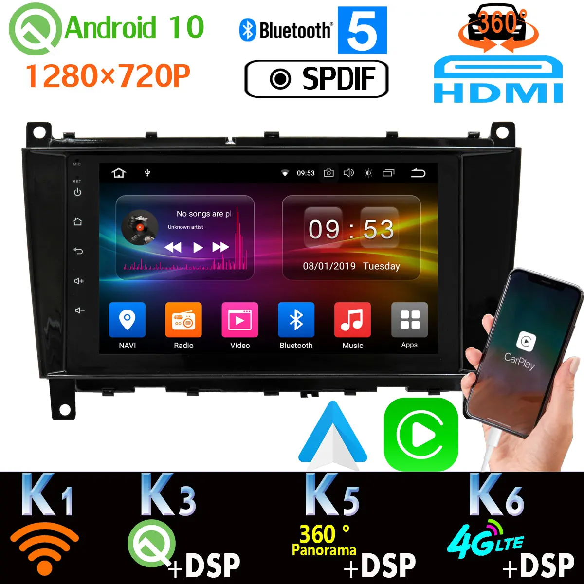 Android 10 1280*720P для Mercedes Benz CLK Class W209 CLK270 CLK320 CLK500 CLS W219 GPS Радио 254 мм головное устройство