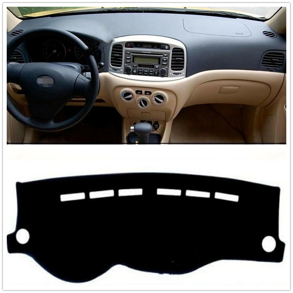 

Черный чехол на переднюю панель приборной панели для HYUNDAI ACCENT 2006-2010, коврик для приборной панели, термостойкий Коврик, защита от солнца, зате...