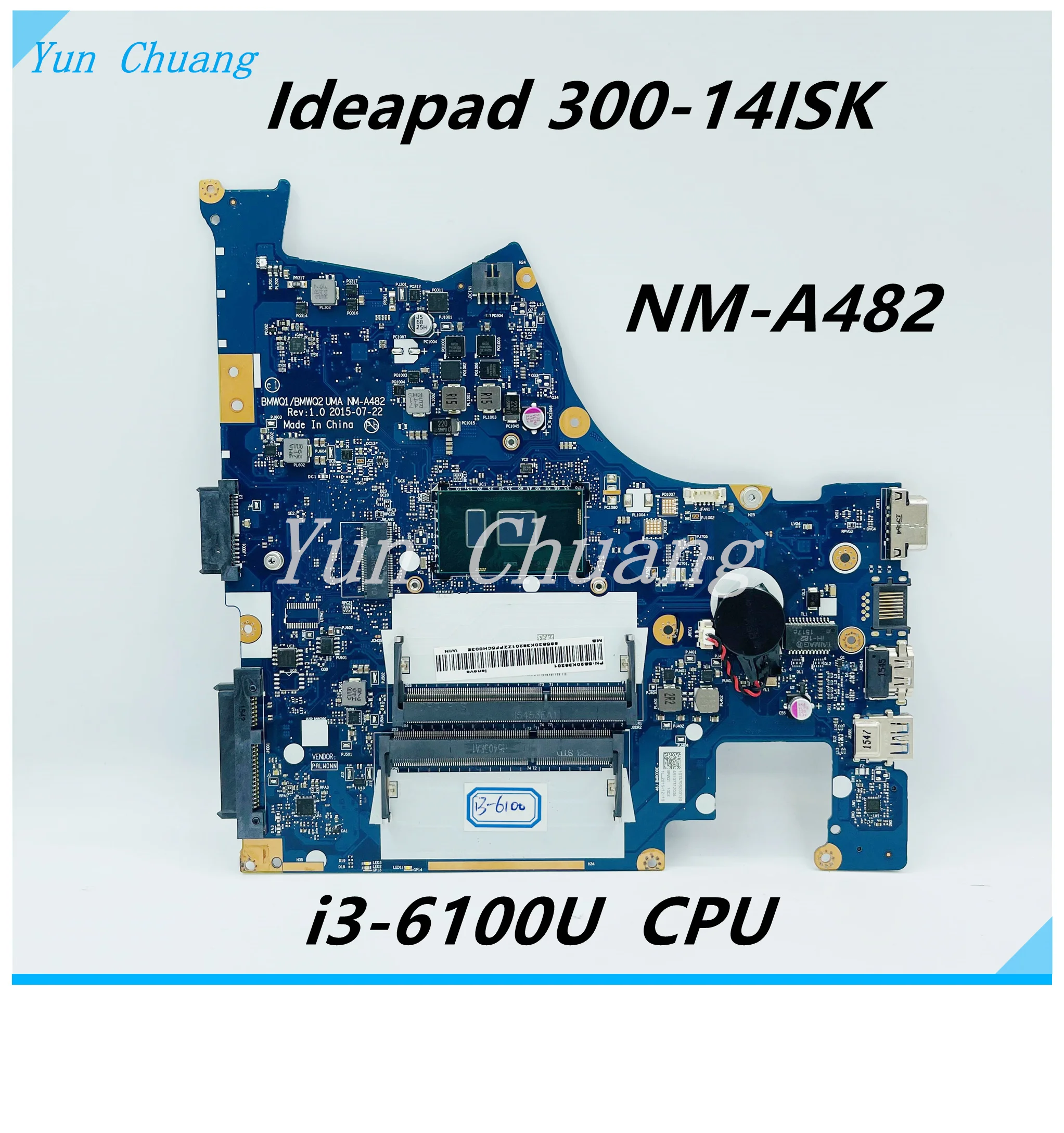 FRU:5B20K38201 NM-A482 материнская плата для ноутбука Lenovo Ideapad 300-14ISK с SR2EU I3-6100U CPU DDR3