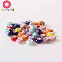 10pcslot ceramic glass murano charms large hole european spacer beads fit pandora bracelet snake chain necklace jewelry making