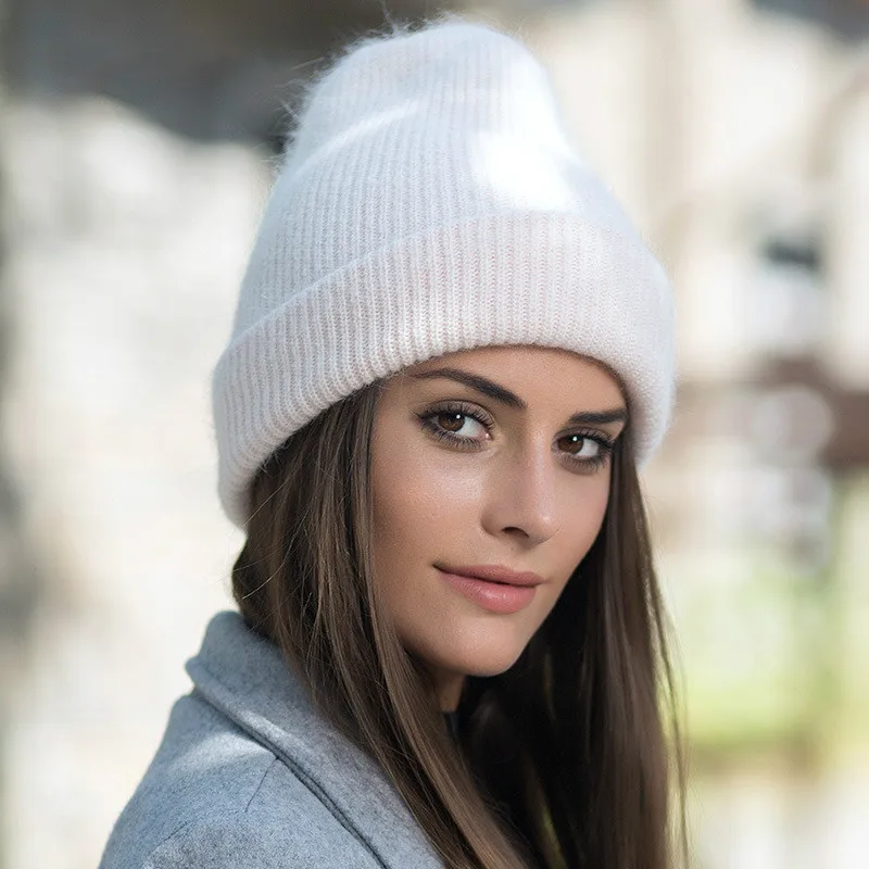 2019 зимняя новая Взрывная шапка женская однотонная с кроличьим мехом Корейская