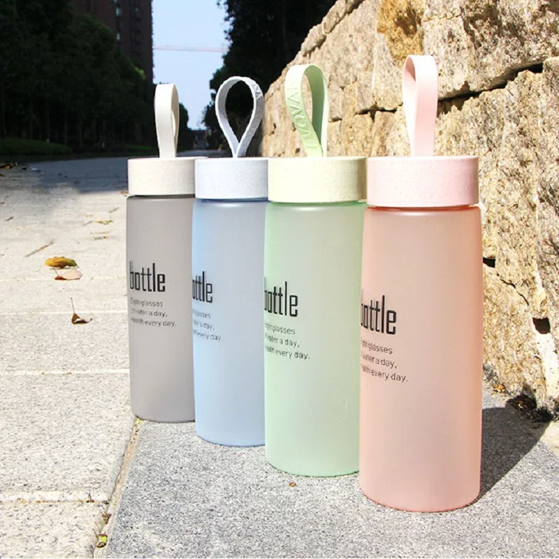 

Korean Frosted Water Bottle Plastic Outdoor Sports Space Cup Candy Colors Leak-Proof Flask Kettle Student Personality Drinkware