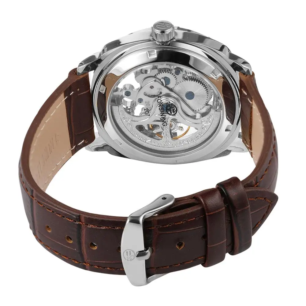 Forsining Sport Watches Black Silver Open Work Clock Male Luminous Waterproof Mens Automatic Wrist Top Brand Luxury | Наручные часы