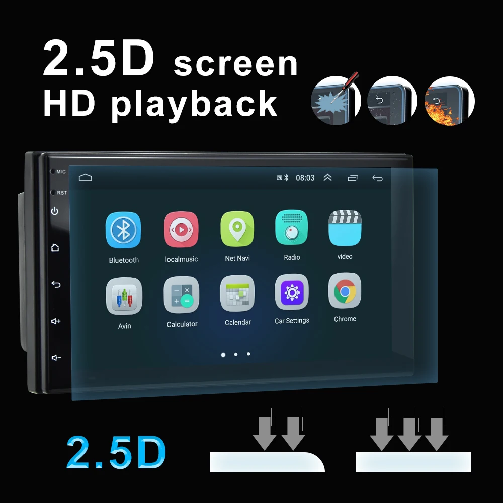 Автомобильный мультимедийный плеер AMPrime 2 din 7 дюймов Android стерео Wi Fi Mirrorlink Bluetooth TF FM