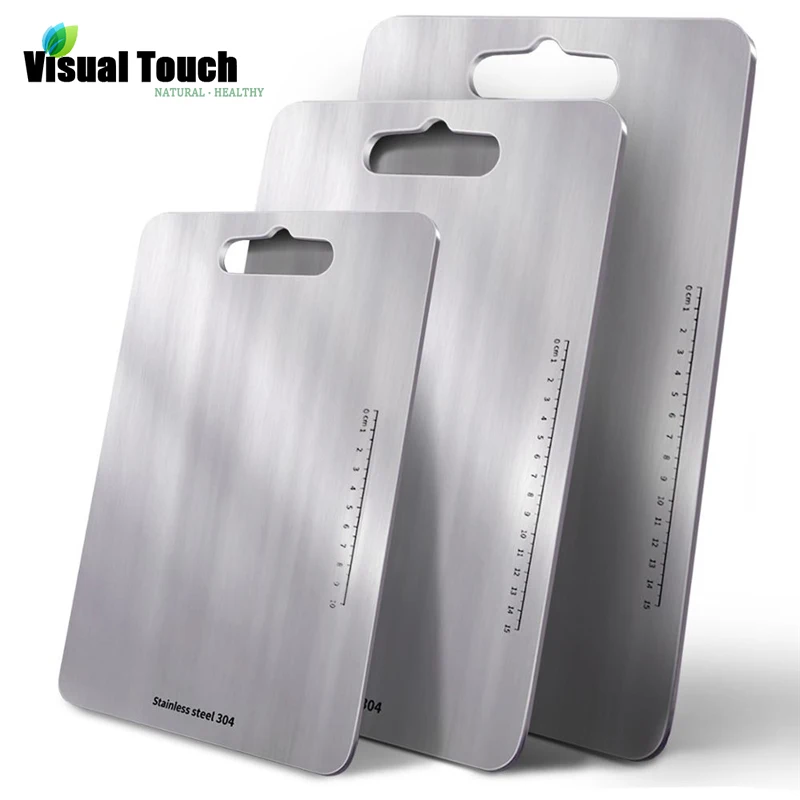 

Visual Touch Stainless Steel Chopping Block Easy Clean Cutting Board Fruit Vegetable Meat Chopping Board Practical Kitchen Tool