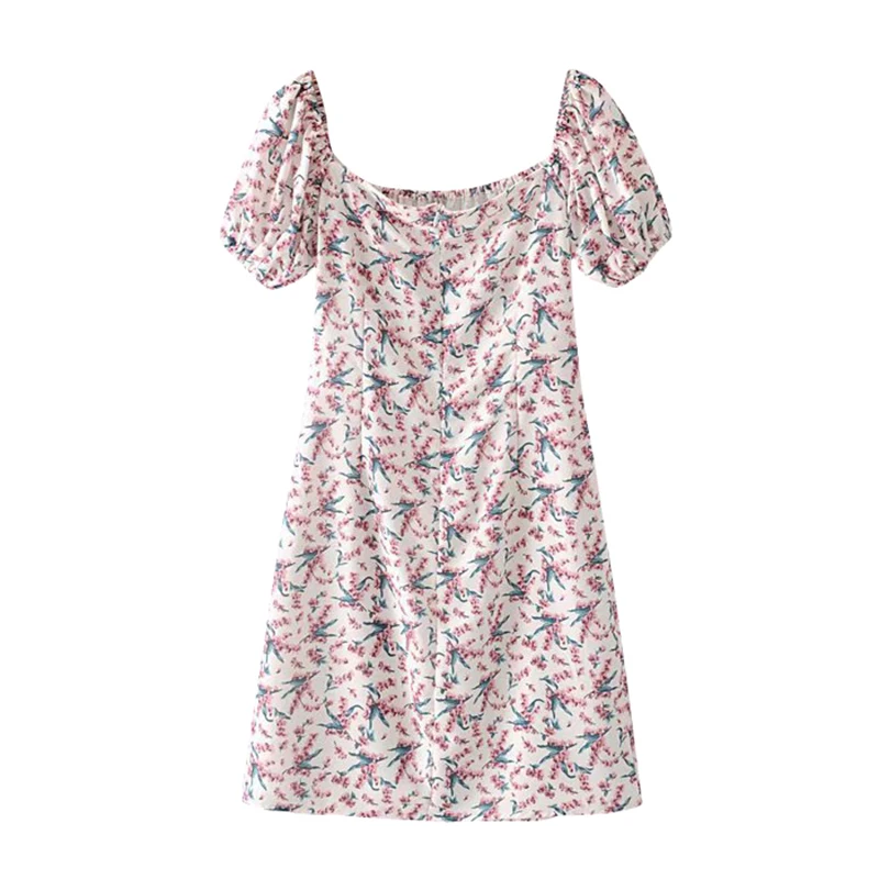 Женское элегантное мини-платье с цветочным принтом летнее милое платье коротким