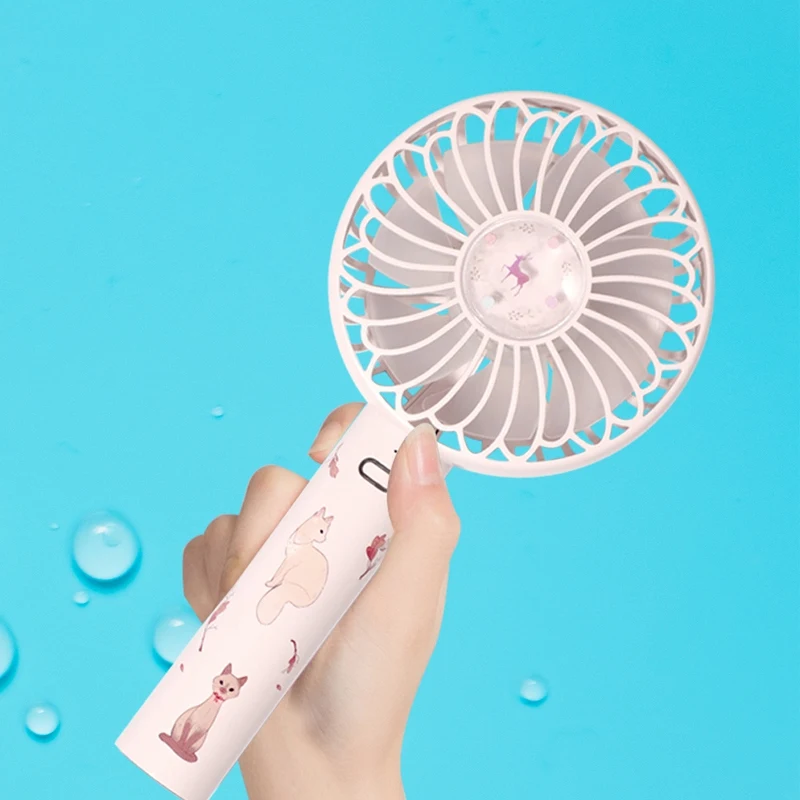 

Mini Cute USB Handheld Fan Desktop Portable Rechargeable Three-Speed Small Fan