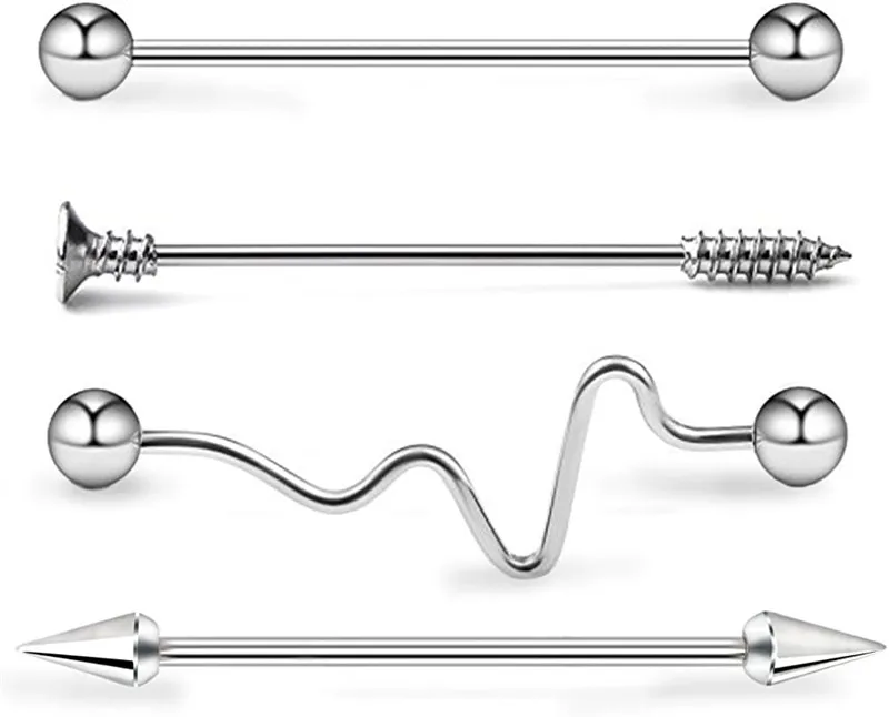 4 шт. серьги штанги из хирургической стали 14 г|Украшения для тела| |