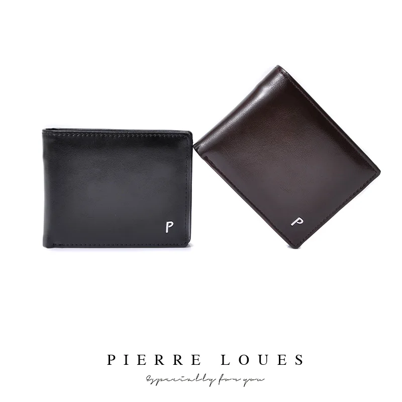 

Genuine Leather Wallet Men New Brand Purses for men Black Brown Bifold Wallet Zipper Coin Purse Wallets With Gift Box