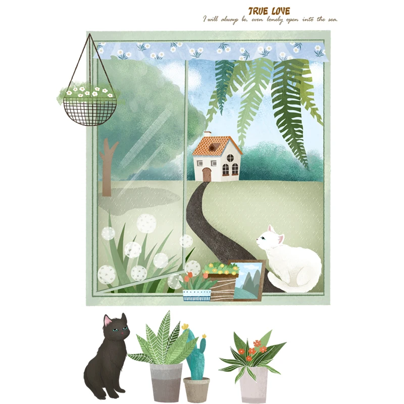 

3D Window View Wall Sticker Creative Home Decor Living Room Landscape Town Decal Vinyl Wallpaper