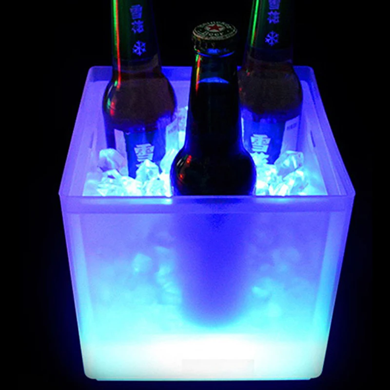 

1Pc 3.5L New Waterproof LED Color Changing Plastic Ice Bucket Bars Nightclubs LED Light Up Champagne Beer Bucket Bars