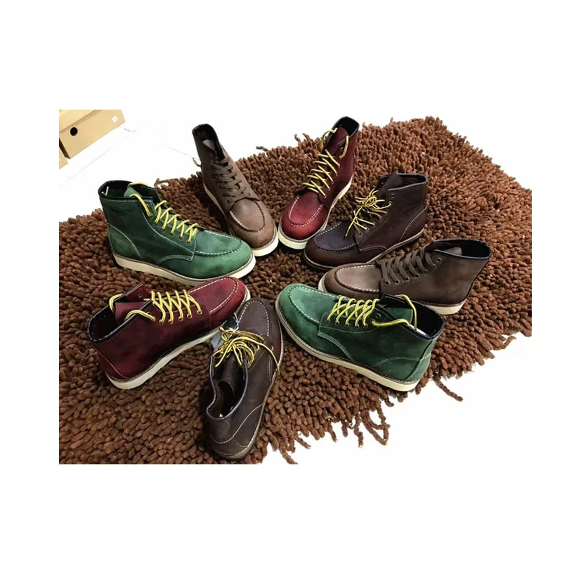 Новинка Сезон осень-зима Винтажные рабочие ботинки Мужские в байкерском стиле из