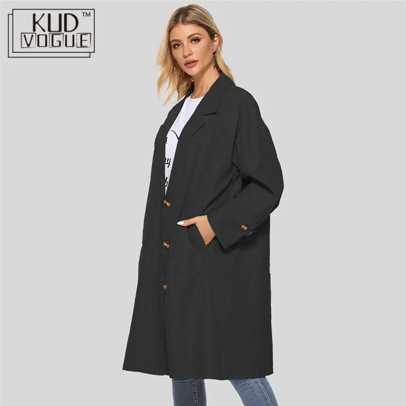 Весенне-осенний Женский Повседневный плащ оверсайз винтажная верхняя одежда с