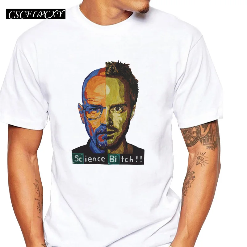 Продвижение ломающиеся Bad мужские футболки Ретро футболка ТВ Mr White Heisenberg Jessie Pinkman