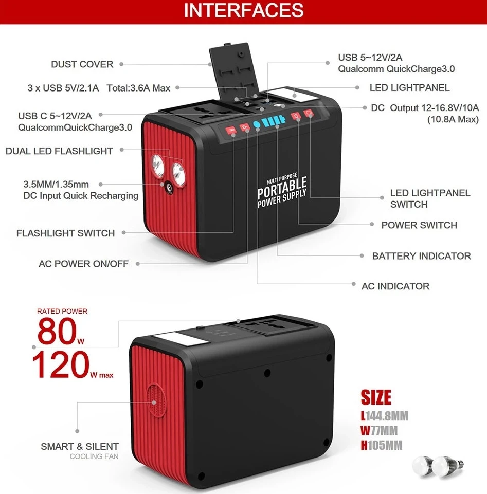 88wh перезаряжаемые литий ионные батареи портативный источник питания солнечный