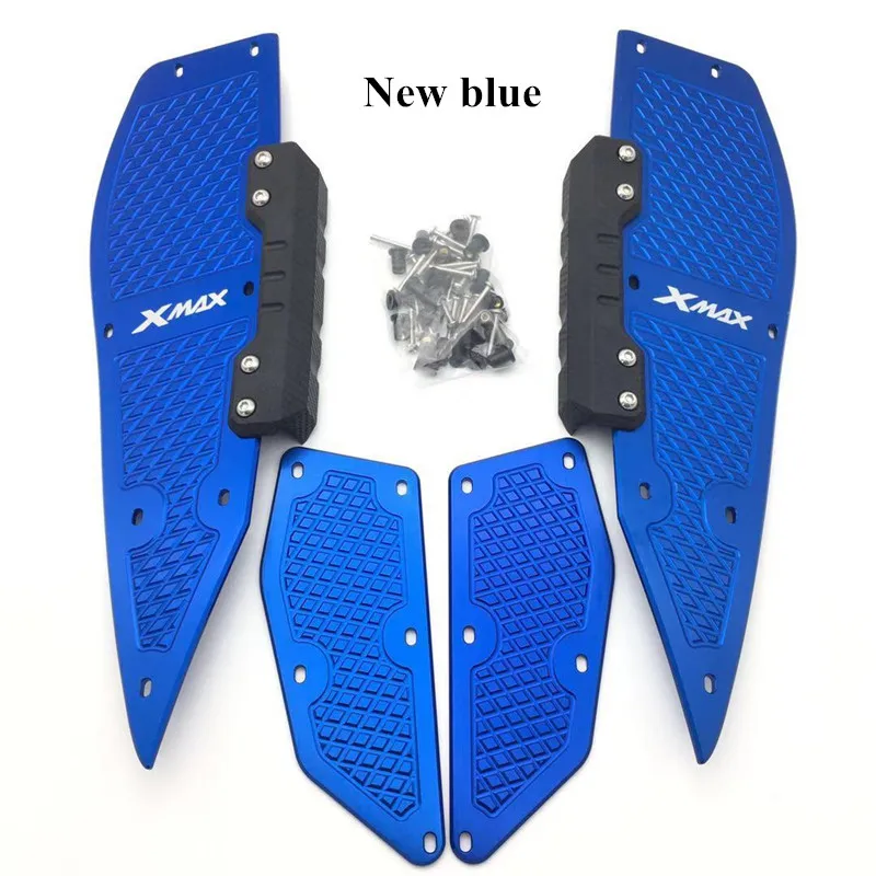 New blue Модифицированный мотоцикл CNC алюминий XMAX Расслабление ног колодки для ног защита ноги для yamaha xmax 300 xmax 250 - Цвет: New blue