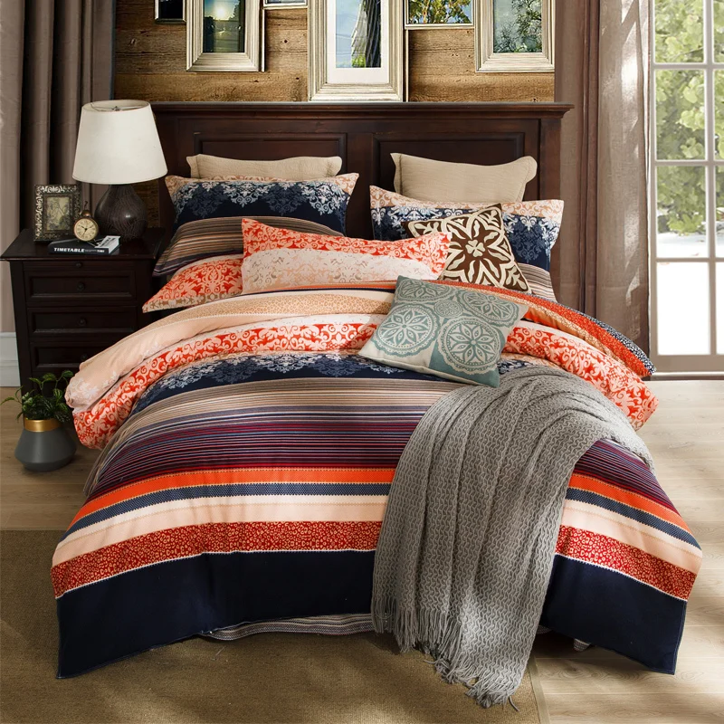 

Brushed Cotton Heavyweigh Warm Bedding set Twin Queen King size Boho Vintage Duvet Cover with Zipper Bed Sheet set Pillowcases