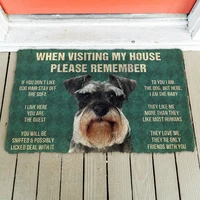 3d please remember miniature schnauzer dogs house rules doormat non slip door floor mats decor porch doormat