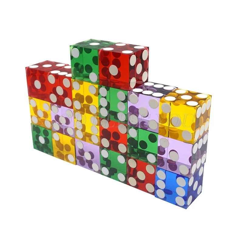 

5pcs High-grade Acrylic Transparent Dice Six Sided D6 19mm Casino Dice with Razor Edges Drop Shipping