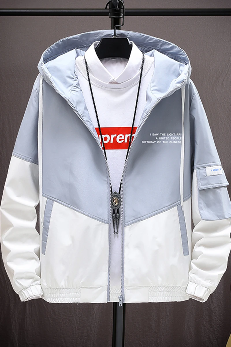 

Men's hooded jacket 2021 spring and autumn sports and leisure windbreaker men's basic coat coat zipper lightweight jacket men