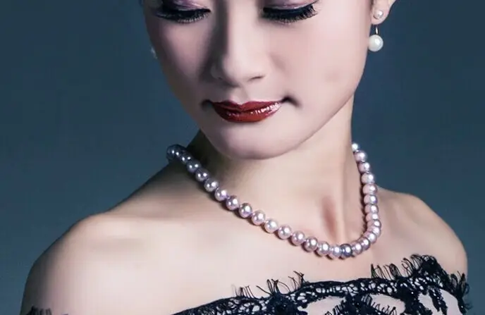 ?? ラウンド11-12ミリメートル淡水ラベンダー真珠のネックレス18インチ925シルバー