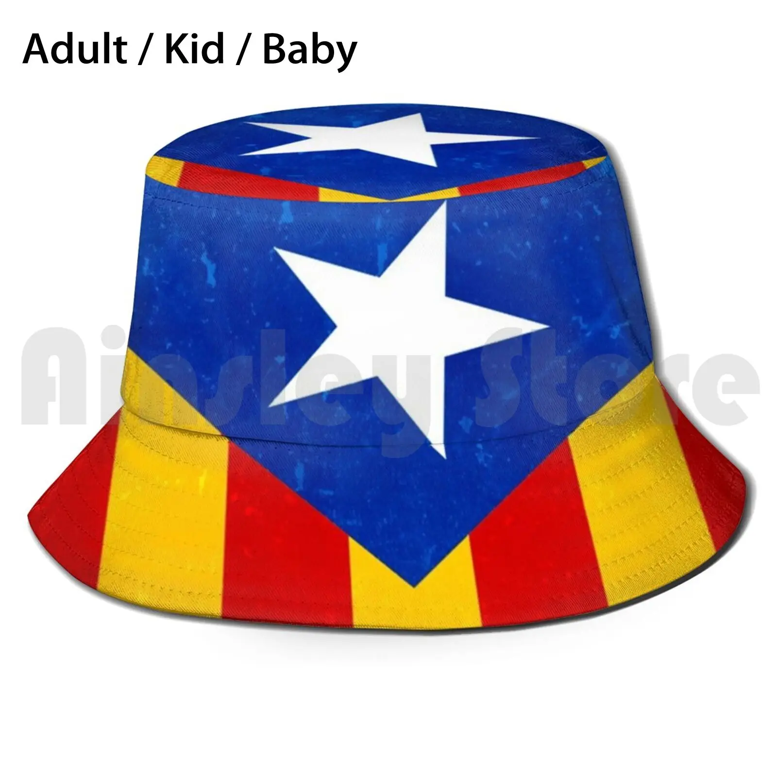 

Estelada Bucket Hat Adult kid baby Beach Sun Hats Llibertat Political Prisoners Prisoners Politics Catalunya Cat
