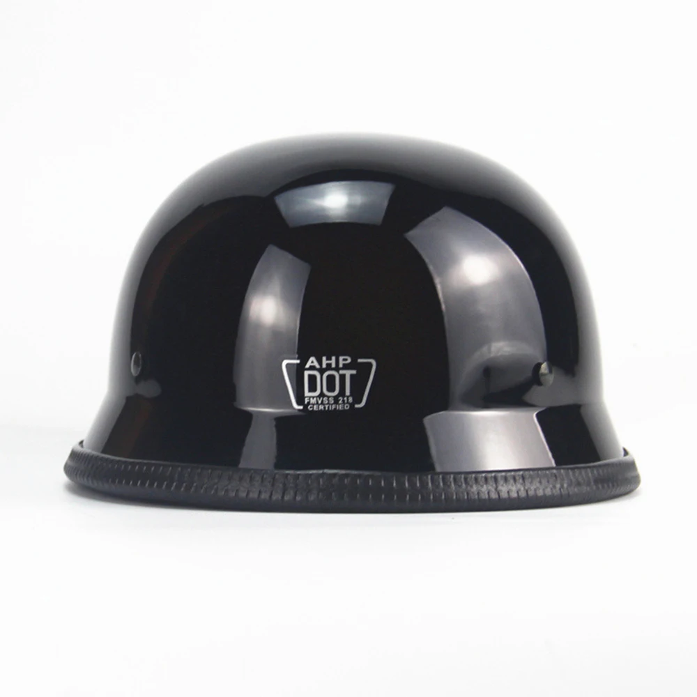 

1X M/L/XL Vintage Motorcycle Cruiser Helmet Half Face German Helmet Motorcycle Helmet Bright Black Car-styling DOT