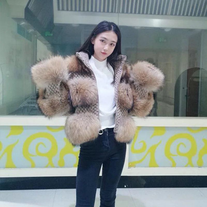 Женское пальто из натурального Лисьего меха с круглым вырезом теплая Женская