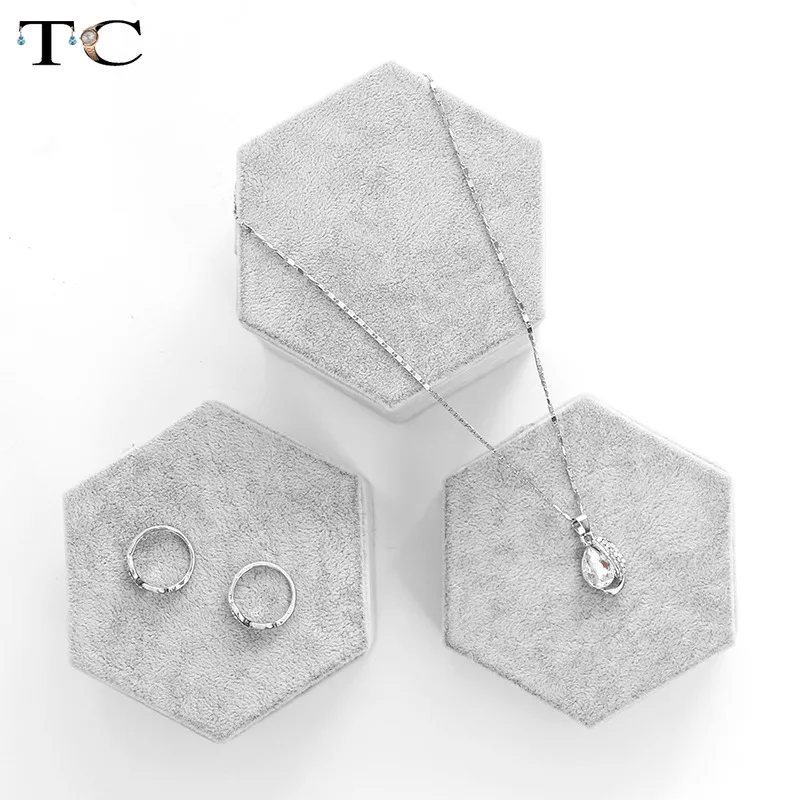 Серый бархатный стенд для ювелирных изделий подставка ожерелья кольца сережек