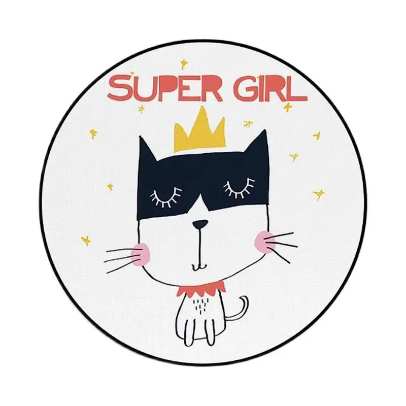 Круглый желтый мультяшный ковер с собакой Bubble Kiss для спальни в нордическом стиле