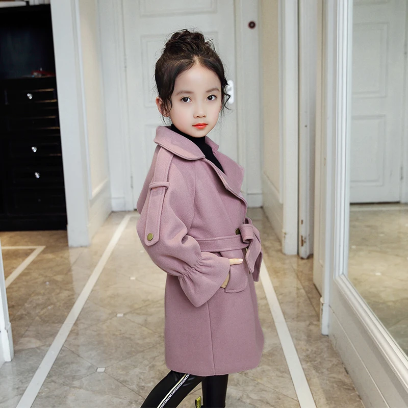 Для маленьких девочек одежда для детей розовое шерстяное пальто Хеллоу Китти