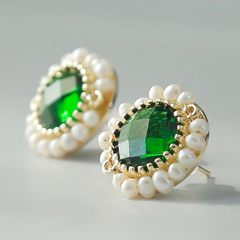 

MOGAKU Luxury Blue Crystal Earrings for Women Fresh Water Pearl Geometry Fashion Ear Jewelry Female Elegant Delicate Earring