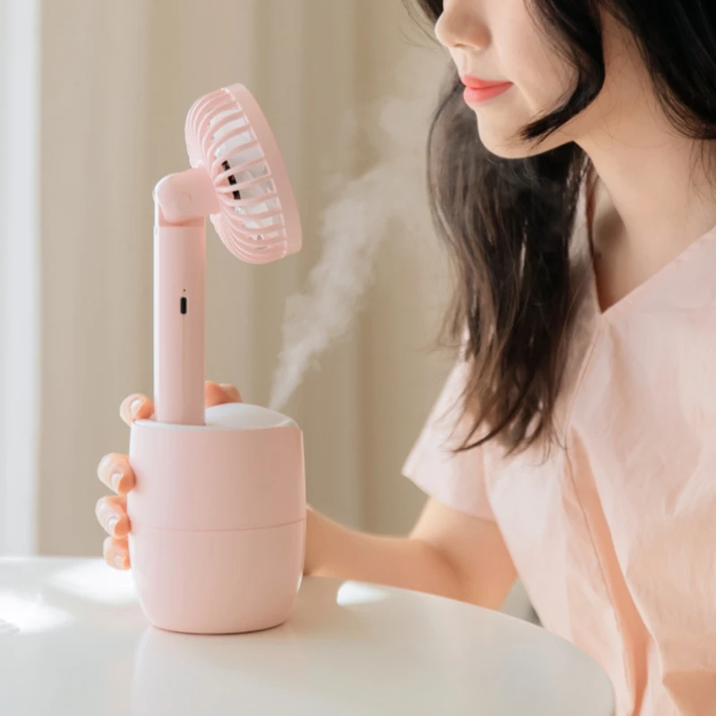 

Detachable Rotary Mist Spray Fan Up Down 180 Supply Wind 90 Degree Rotation Portable Rechargeable Fan Humidifier