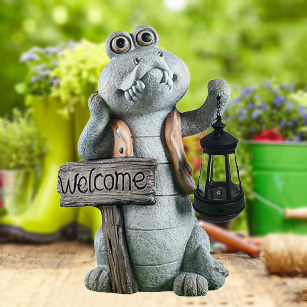 Садовый светильник крокодил статуэтка светодиодный фонарь на солнечной батарее