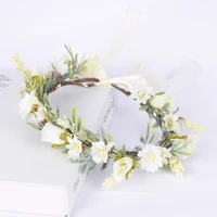 romantic rustic white flower crown bridal hairbands head wreath wedding hawaiian travel beach party garland hair accessories