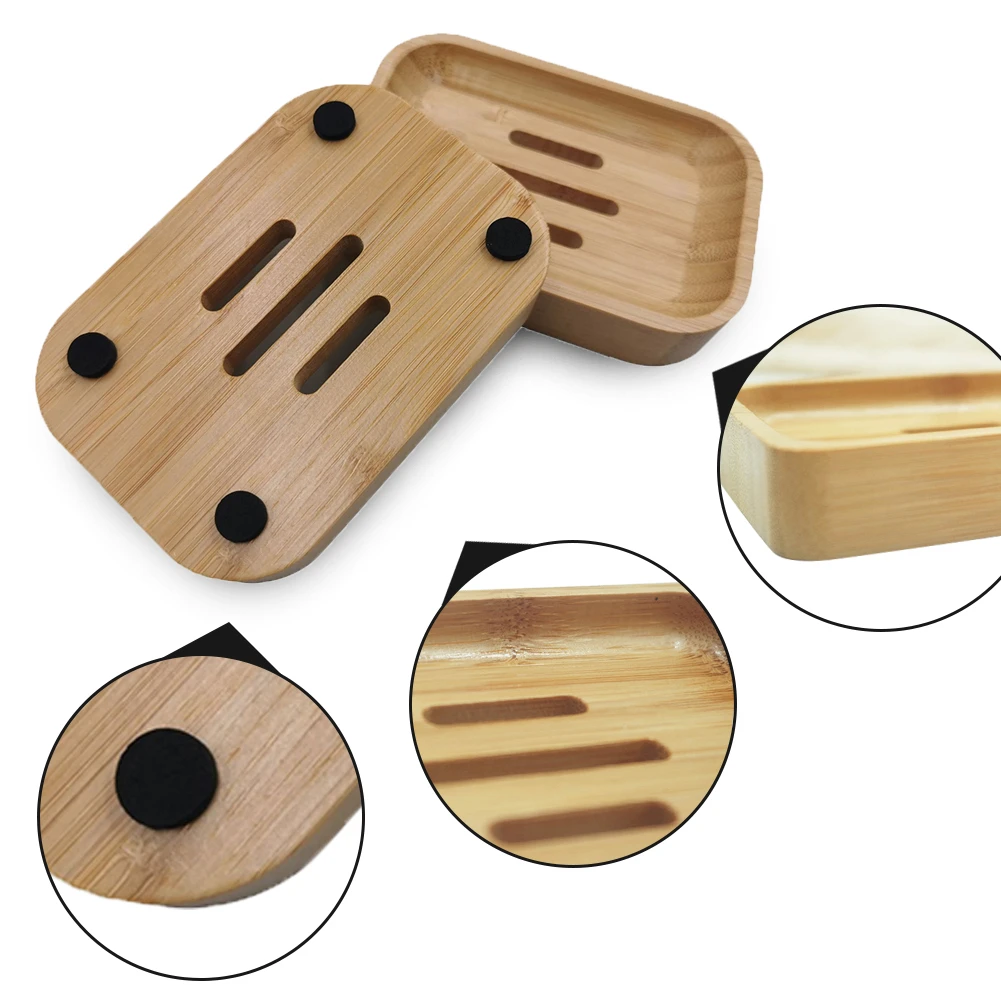 2pc Natural Bamboo Wooden Soap Tray Holder Portable Bathroom Shower Dishe Storage Container Keep Dry Rack Drain | Дом и сад