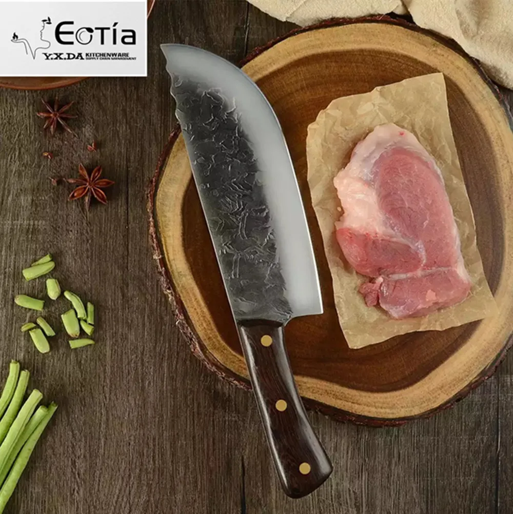 

Кованый кухонный нож ручной работы, мясницкий нож для нарезки мяса, китайский поварской нож 5CR15, поварской нож из нержавеющей стали