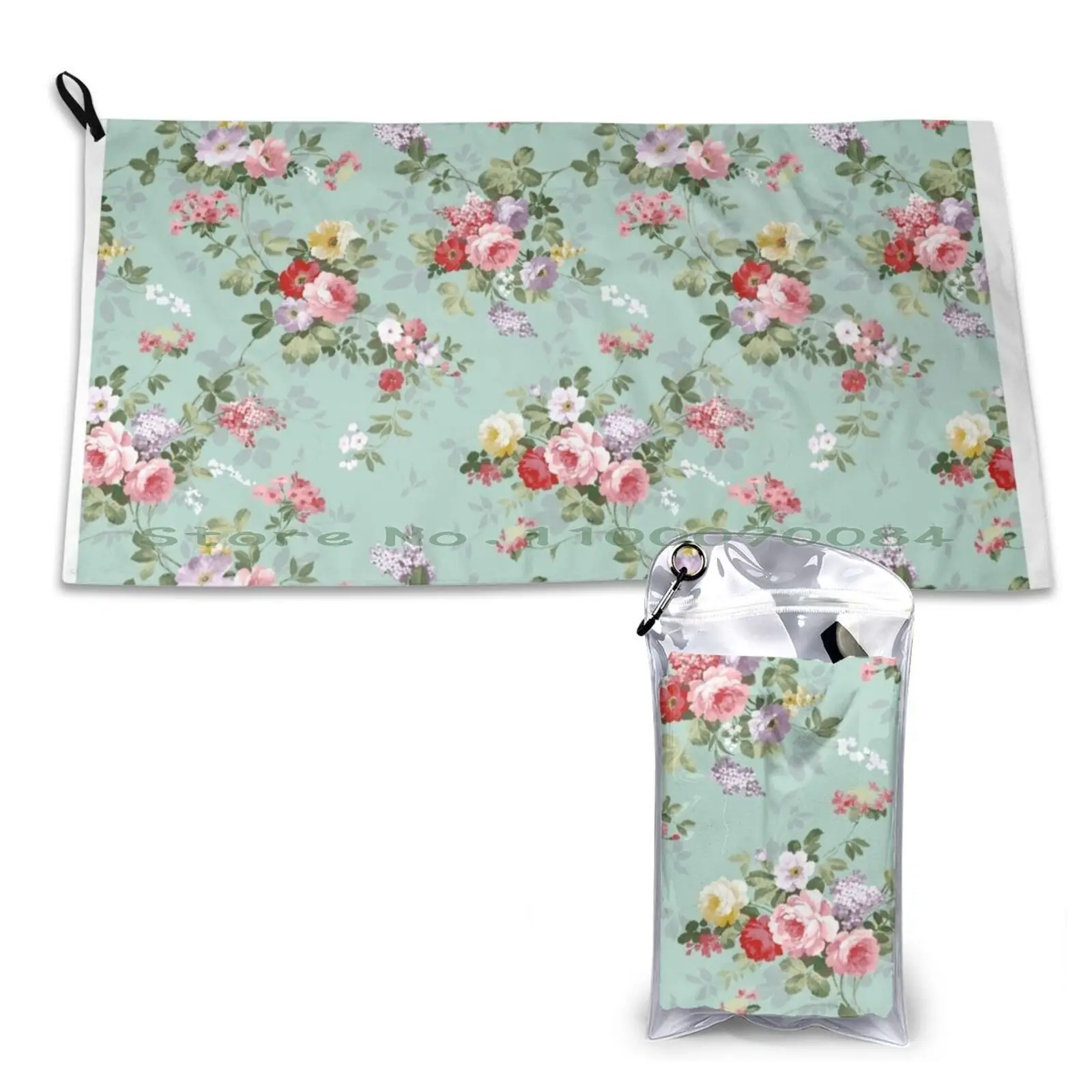 Gym Sports Bath Portable Roses Pink Nature Shabby Chic Stylish Sweet Floral