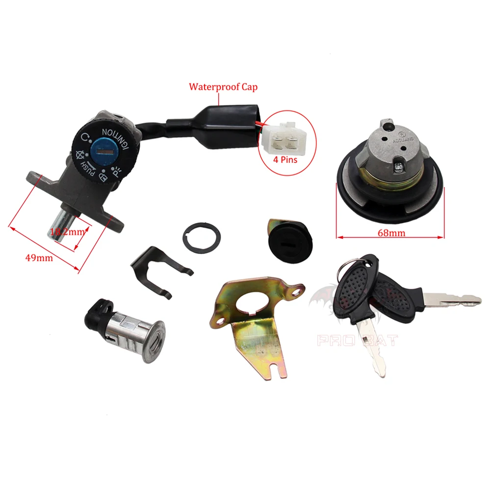 Комплект ключей зажигания для скутера мопеда 4-контактного Taotao 150T-28 GY6 50cc 125cc 150cc |