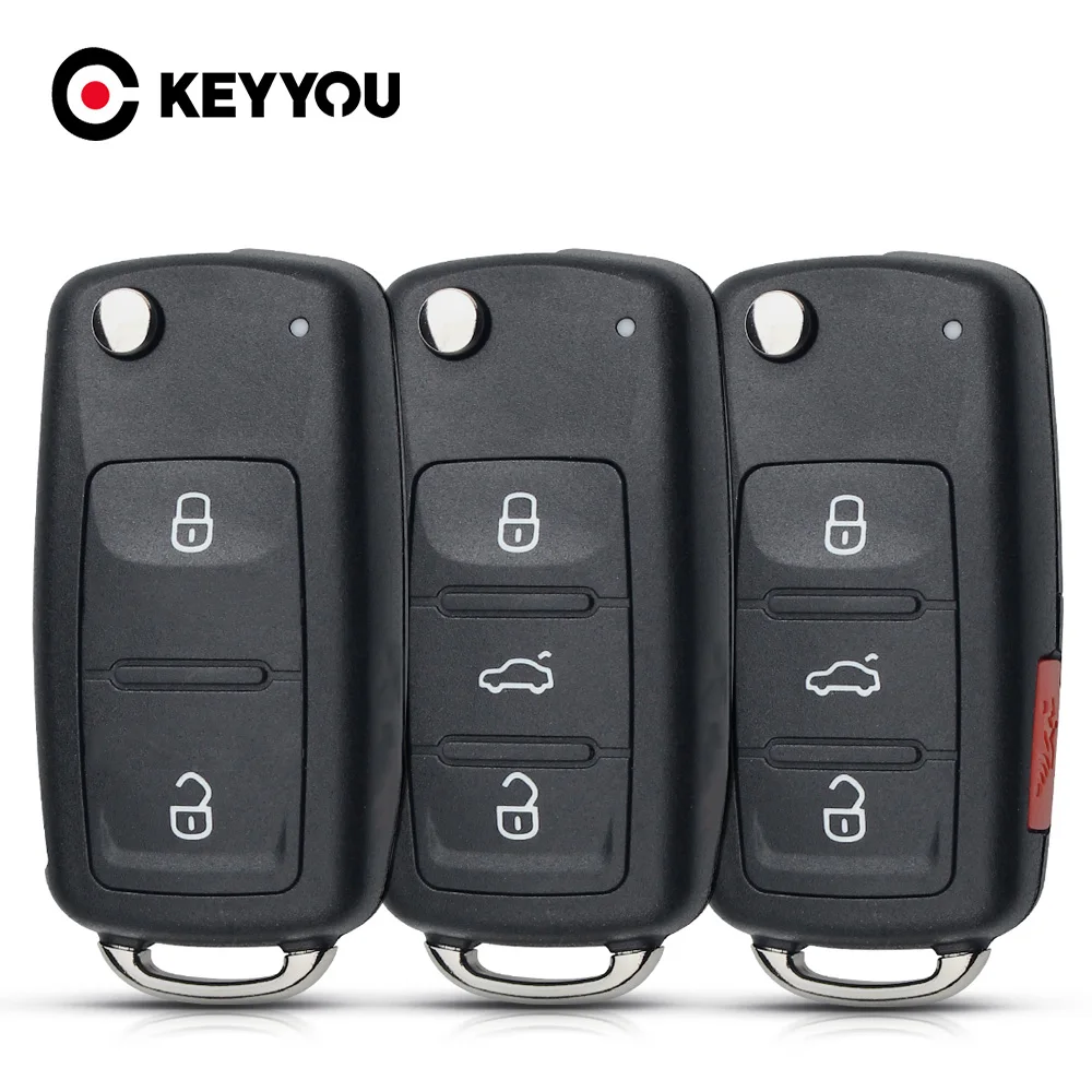 KEYYOU 10 шт. 2/3/4 кнопочный чехол для дистанционного ключа Skoda Octavia VW Volkswagen Golf Mk6 Tiguan Polo